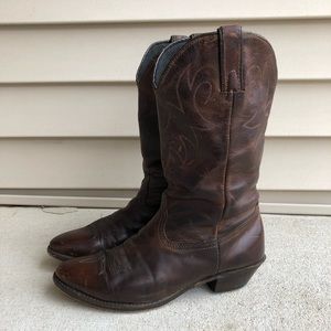 Vintage Dark Brown Leather Western Cowboy Boots